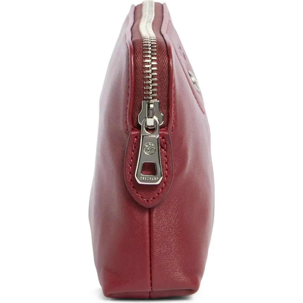Longchamp Le Pliage Cuir Cosmetic Case in Red Lacquer